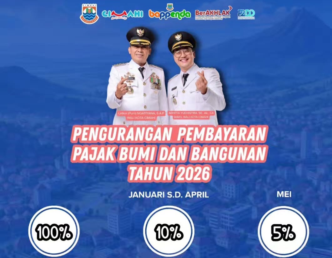 HORE! Pembayaran Pajak Bumi dan Bangunan Tahun 2026 di Kota Cimahi Bisa Gratis, Ini Dia Cara Mendapatkannya