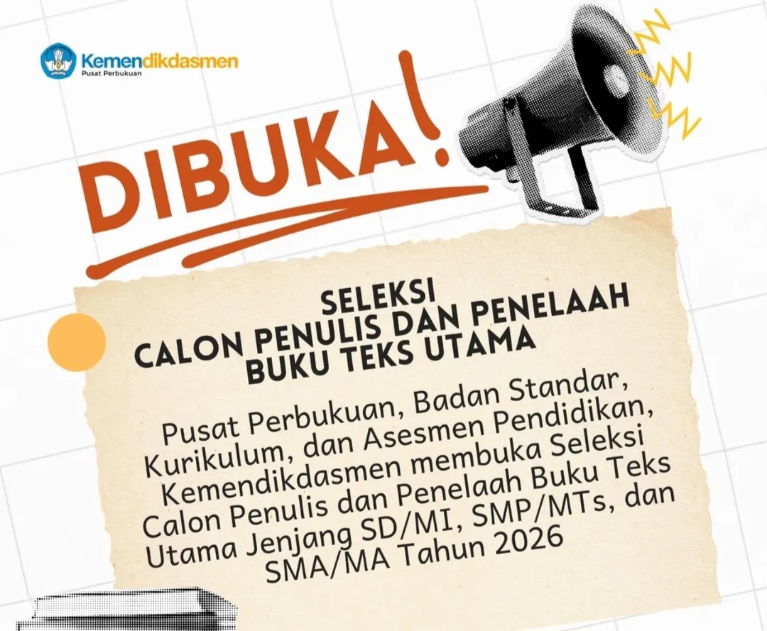 Ayo! Daftar Seleksi Calon Penulis dan Penelaah Buku Teks Utama Jenjang SD, SMP, SMA Tahun 2026, Ini Syaratnya
