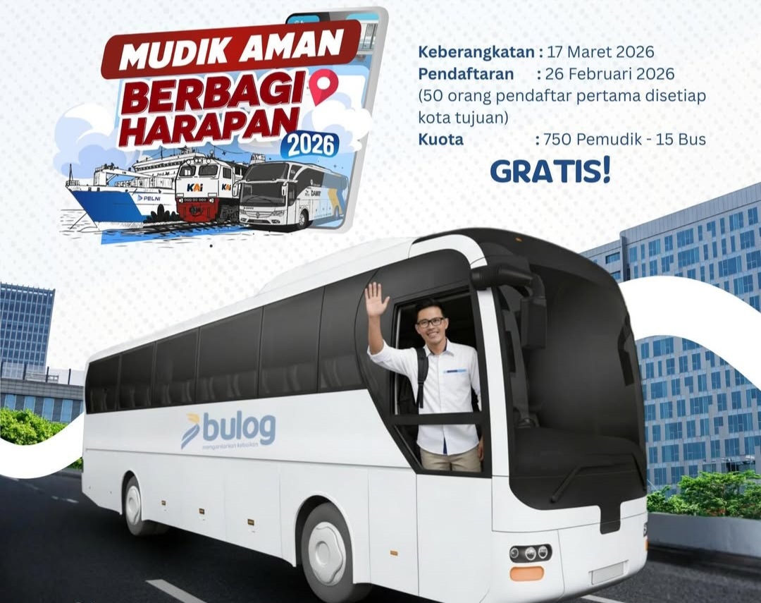 DIBUKA BESOK! Pendaftaran Mudik Gratis Lebaran 2026 dari Perum BULOG, Kuota 750 Orang, Ada 15 Rute Bus