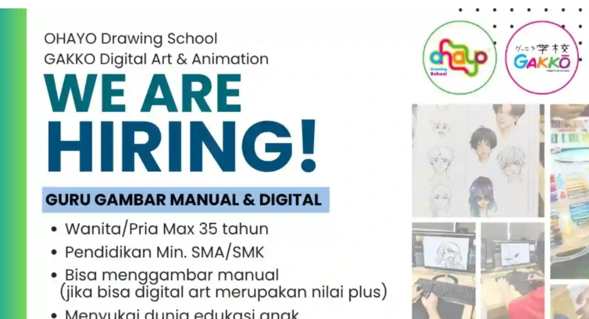 Hobi Gambar Jadi Uang! OHAYO Drawing School Buka Lowongan Guru Lukis di Jabodetabek, Fresh Graduate Bisa Daftar!