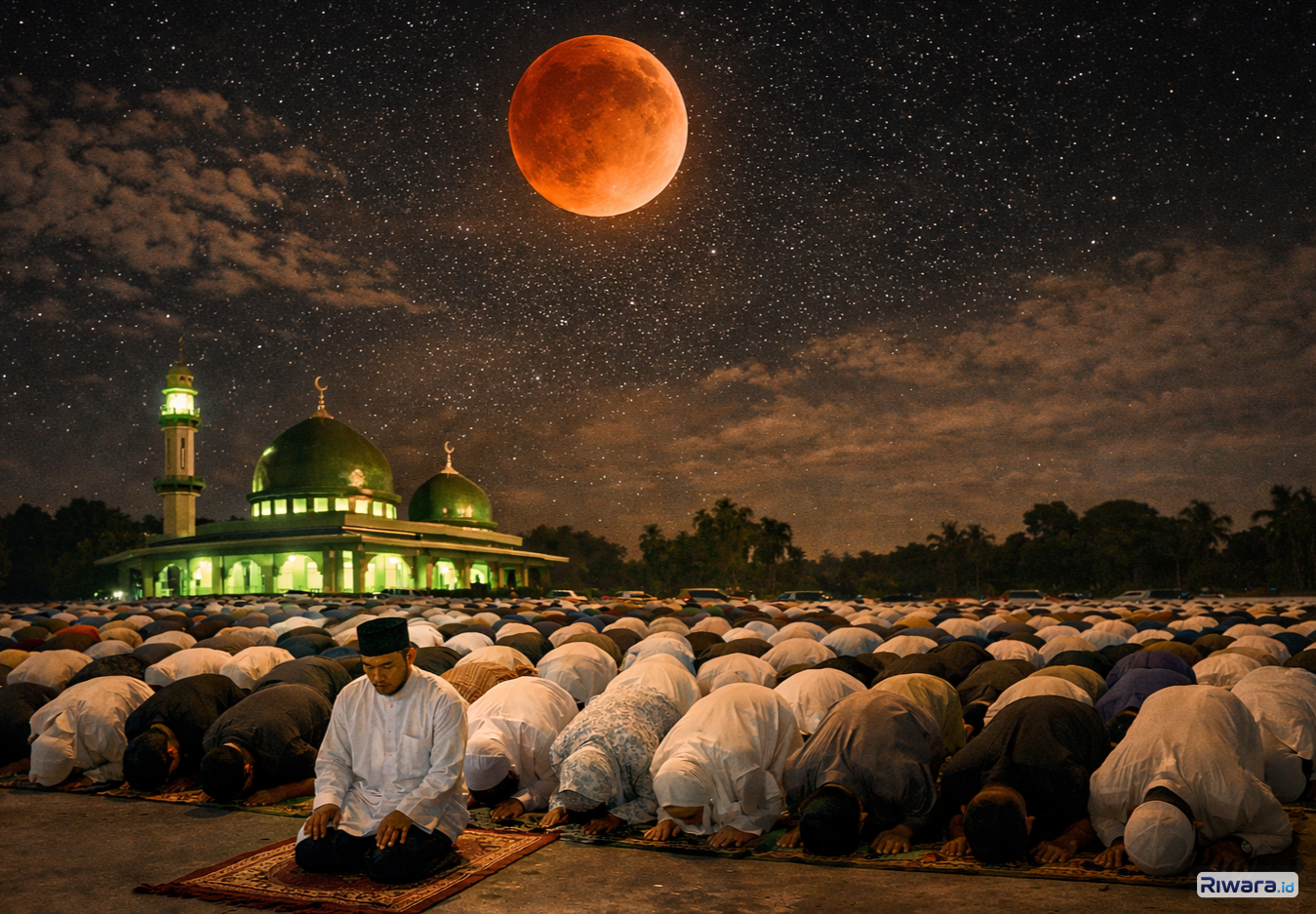 Ilustrasi - Salat Khusuf Saat Terjadi Gerhana Bulan Total