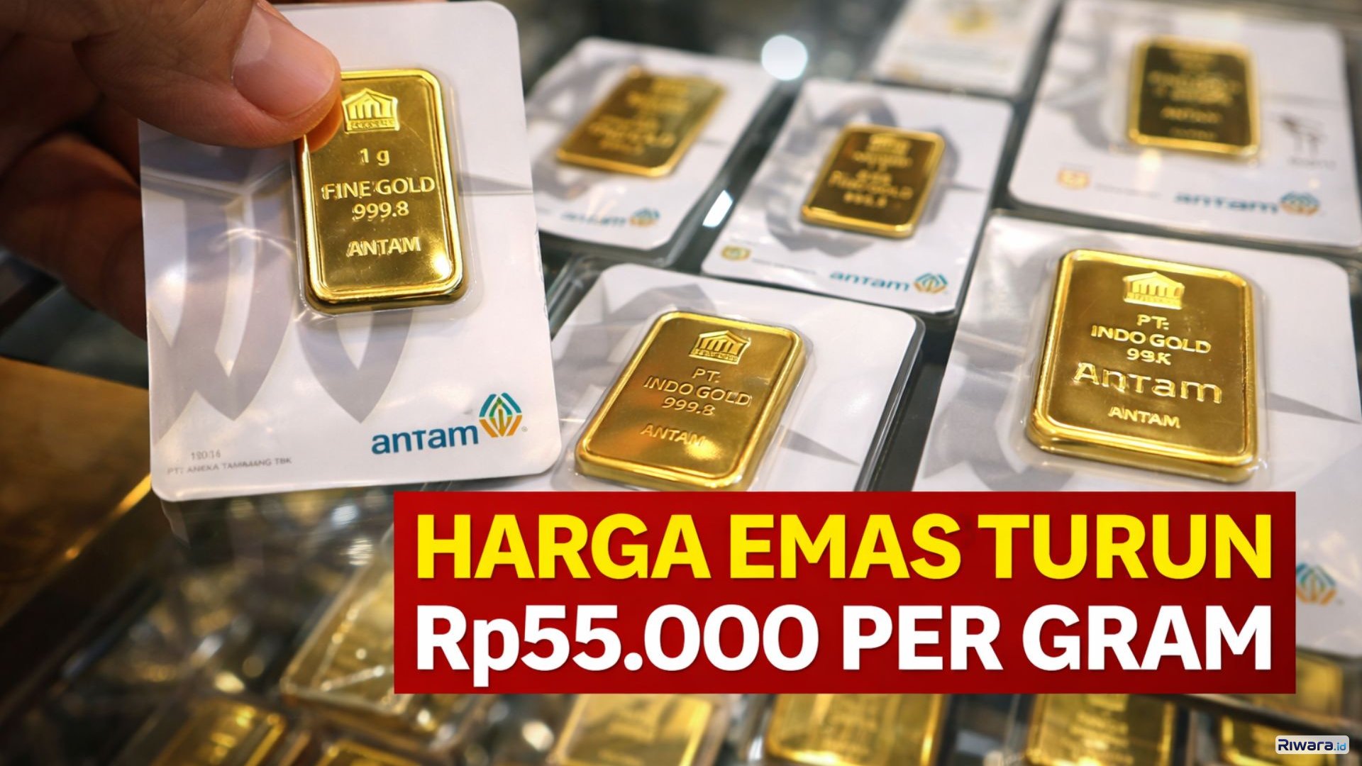 Harga Emas Hari Ini Tiba-Tiba Anjlok, Antam Turun Rp55.000 per Gram