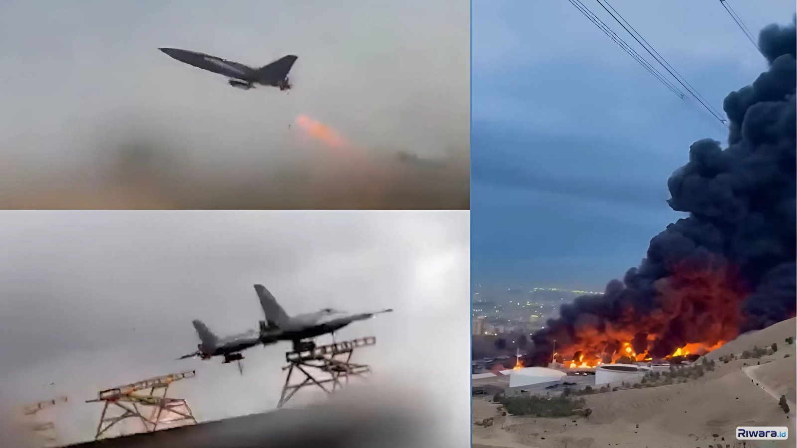 Kolase foto Iran Serang Kilang Minyak Haifa