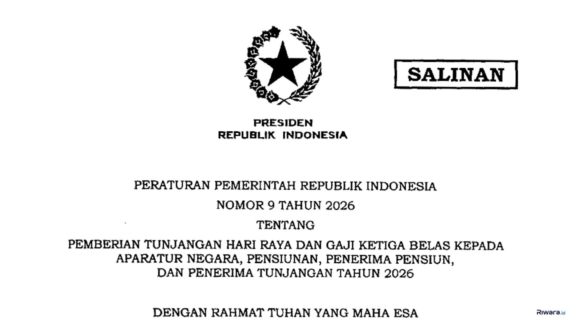 RESMI! Pemerintah Terbitkan PP Nomor 9 Tahun 2026, THR dan Gaji ke-13 ASN Dipastikan Cair Tahun Ini