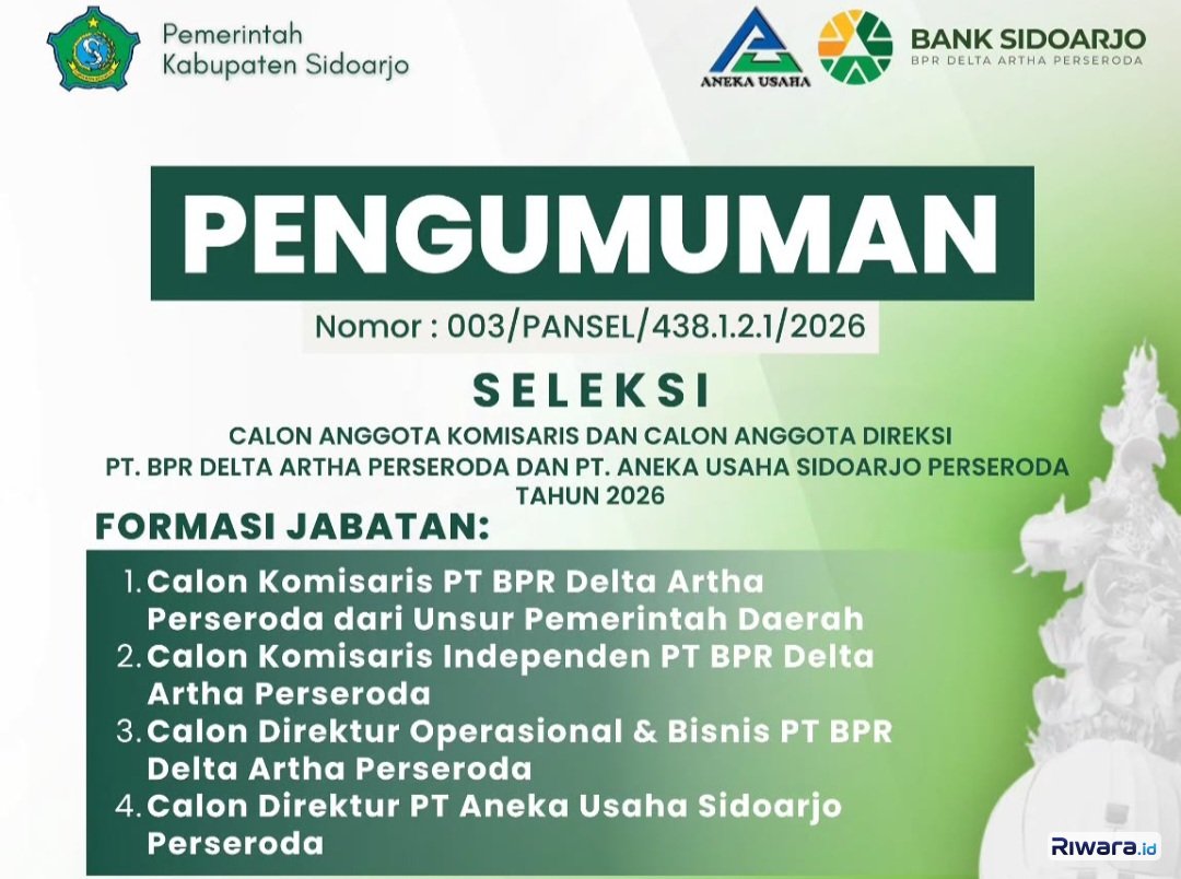 Pemkab Sidoarjo Membuka Seleksi Calon Anggota Komisaris dan Direksi 2026