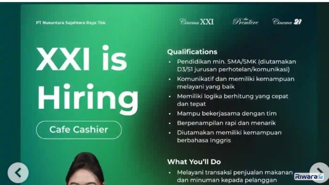 Kerja di Mall Hits! XXI Living World Kota Wisata Buka Lowongan Cafe Cashier, Lulusan SMA/SMK Merapat
