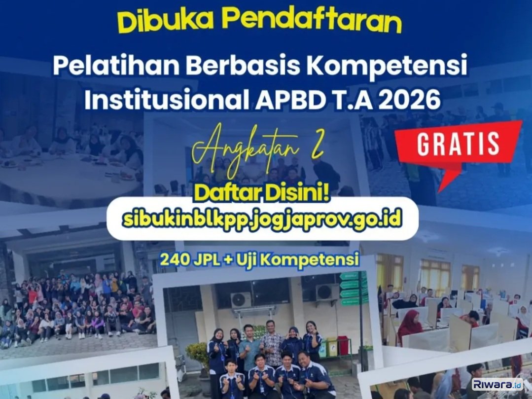 Warga Jogja Merapat! BLKPP DIY Buka Pelatihan Vokasi Gratis Tahun 2026, Ada Fasilitas Uang Transport, Ini Cara Daftarnya