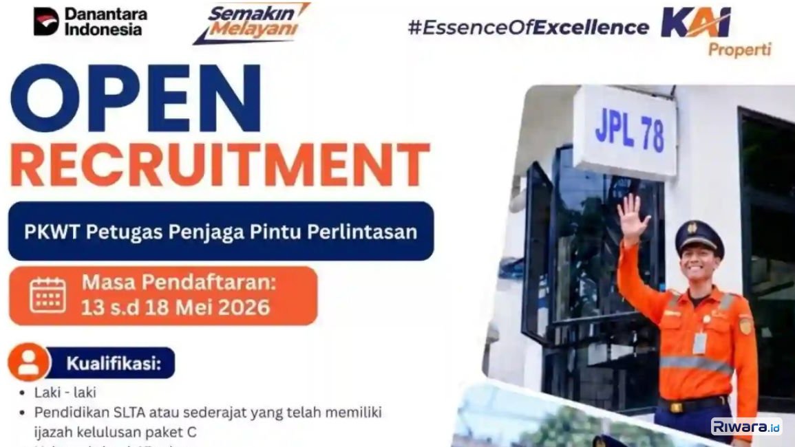 KAI Buka Lowongan Penjaga Pintu Perlintasan, Cek Syarat & Link Daftar Di Sini