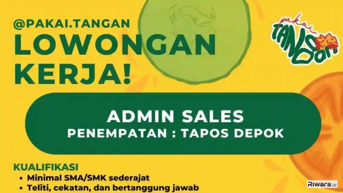 Lowongan Kerja Admin Sales di Tapos Depok, Minimal Lulusan SMA/SMK Sederajat, Daftar Segera!