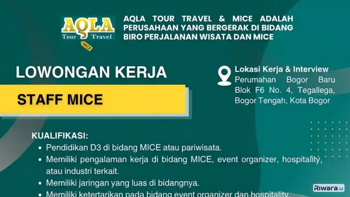 Punya Pengalaman di Dunia EO? AQLA Tour Travel Buka Lowongan Kerja Staff MICE! Simak Kualifikasinya