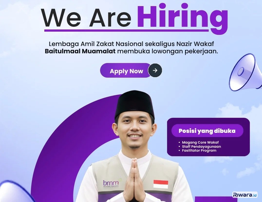 Lowongan Kerja! Laznas BMM Buka Rekrutmen Staff Pendayagunaan, Tenaga Fasilitator, dan Magang, Ini Persyaratannya