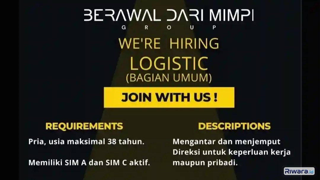 Lowongan Kerja Logistik Jakarta Barat, Maksimal Usia 38 Tahun!