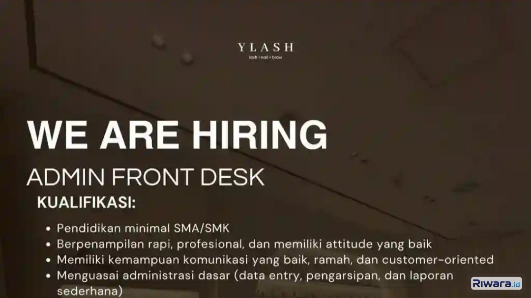 Loker Admin & Nail Terapis YLASH, Lulusan SMA/SMK Bisa Daftar!