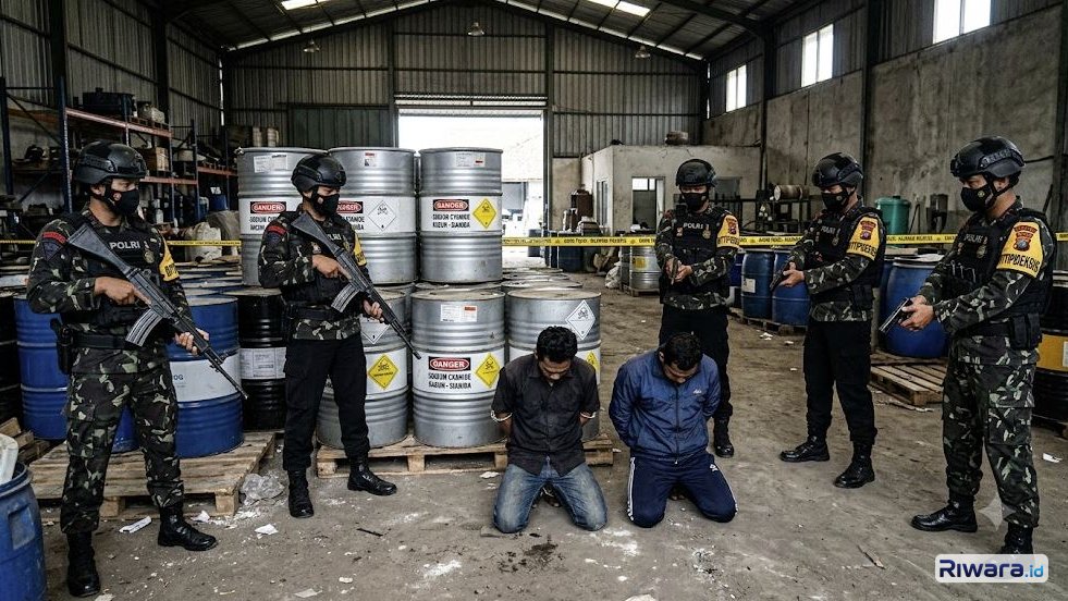 Pasok Penambangan Emas Liar, Perdagangan Belasan Ton Sianida Impor Digagalkan Polisi