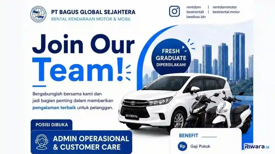 Lowongan Kerja Admin Operasional PT Bagus Global Sejahtera Matraman