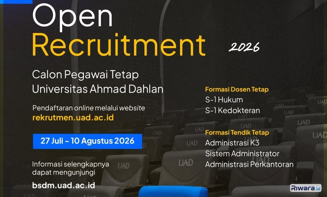 Dibuka! Lowongan Pegawai Tetap di Universitas Ahmad Dahlan Tahun 2026, Formasi Dosen dan Tenaga Kependidikan, Ini Persyaratannya