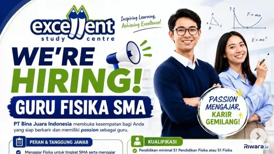 Info Loker Guru Fisika SMA PT Bina Juara Indonesia, Terbuka untuk Fresh Graduate
