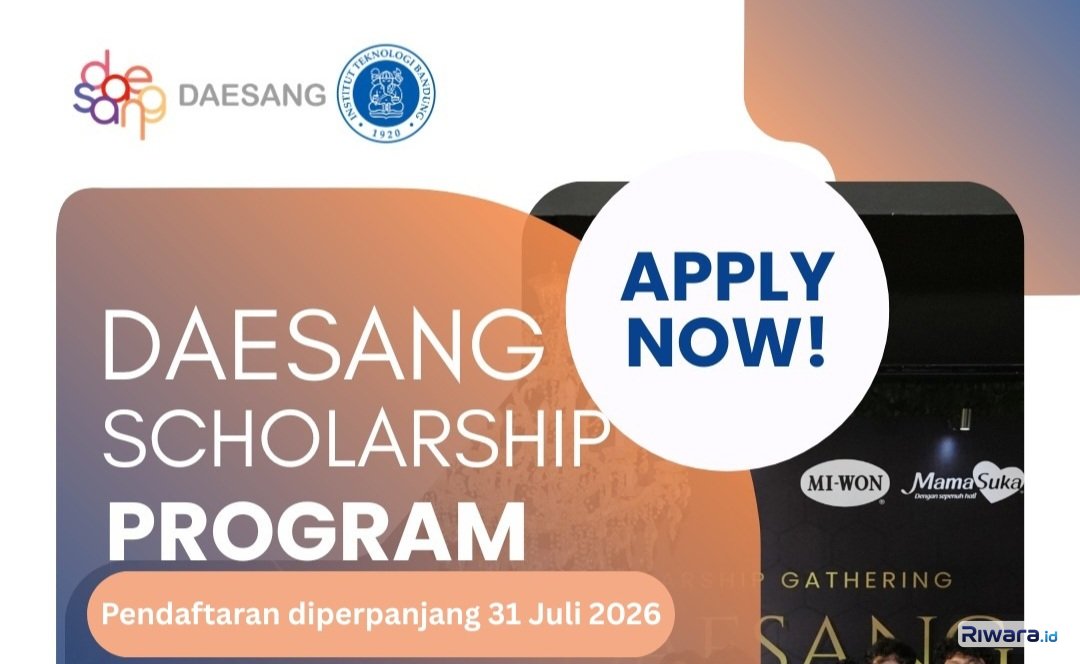 Pendaftaran Beasiswa DAESANG 2026 untuk Mahasiswa ITB Diperpanjang hingga 31 Juli 2026