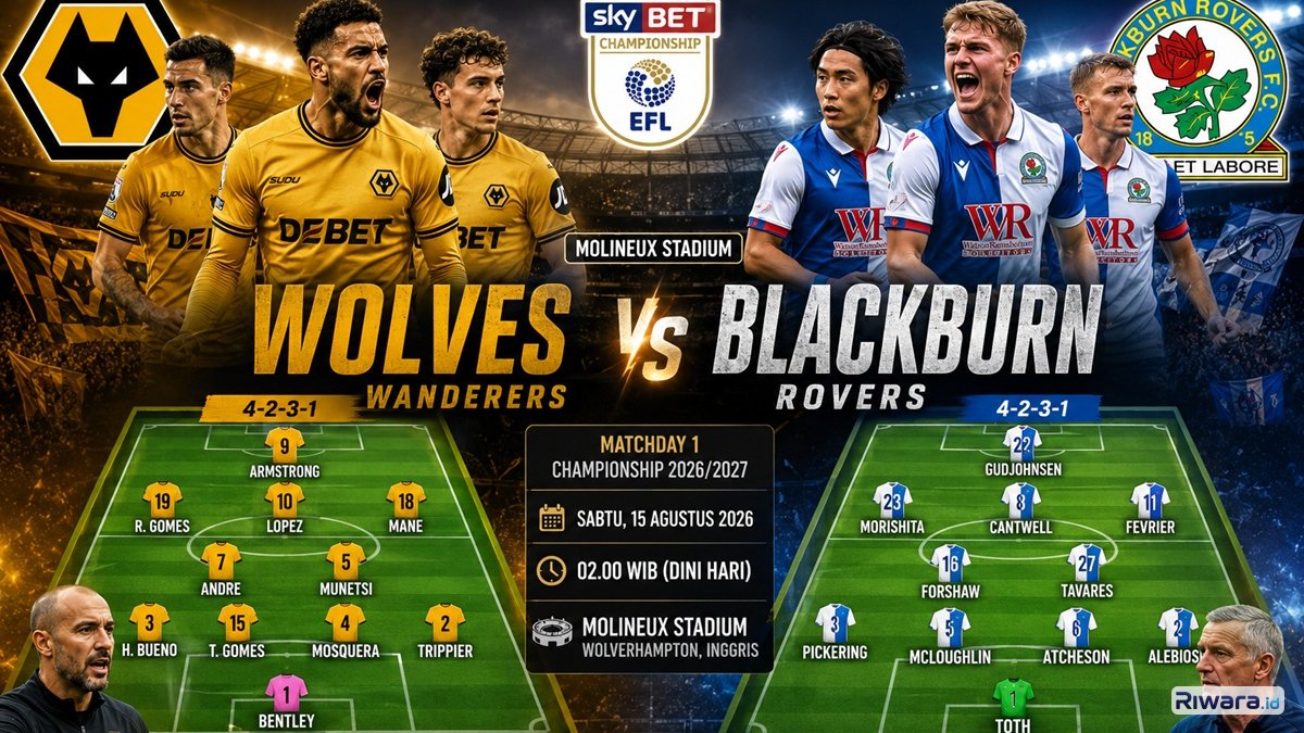 Susunan Pemain dan Prediksi Skor Wolves vs Blackburn Rovers di Championship 2026: Ujian Perdana Cesar Peixoto