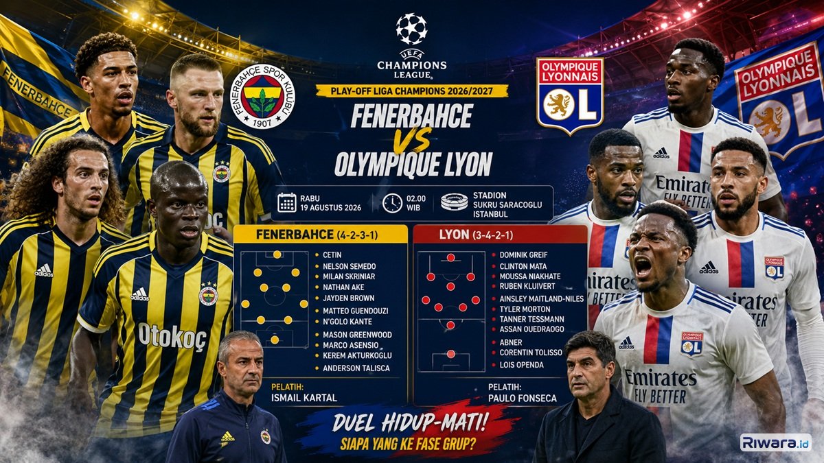 Susunan Pemain dan Prediksi Skor Fenerbahce vs Lyon Play-off Liga Champions 2026/27: Ujian Mental Wakil Prancis