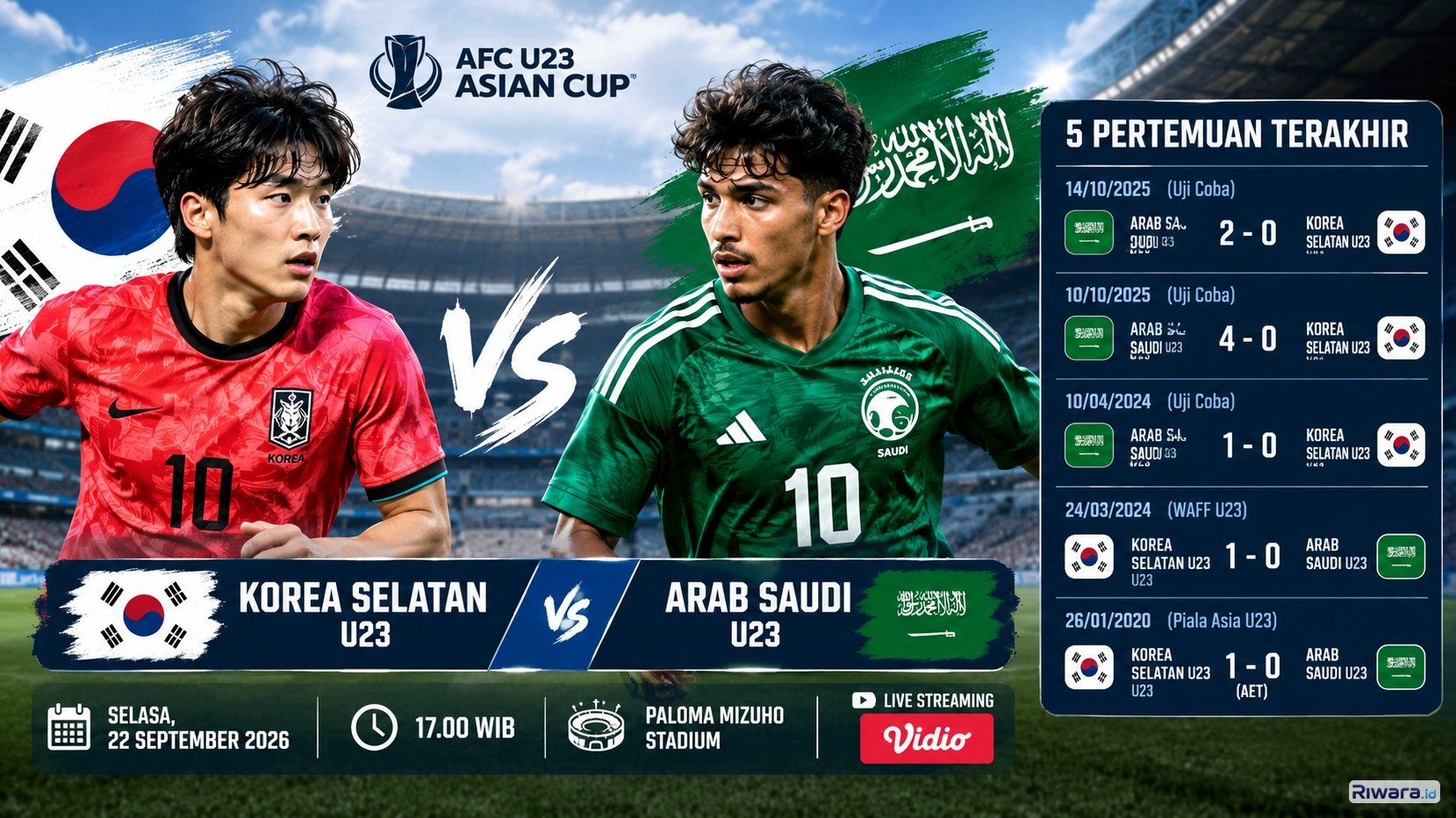 Duel Raksasa Asia! Prediksi Skor Korea Selatan U23 vs Arab Saudi U23 di Asian Games 2026, Cek Head to Head
