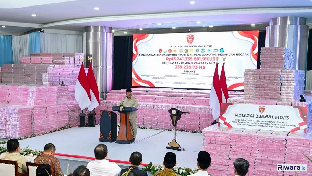 Satgas PKH Serahkan Uang Hasil Penertiban Kawasan Hutan Sebesar Rp13,2 Triliun, Presiden Prabowo Beri Apresiasi