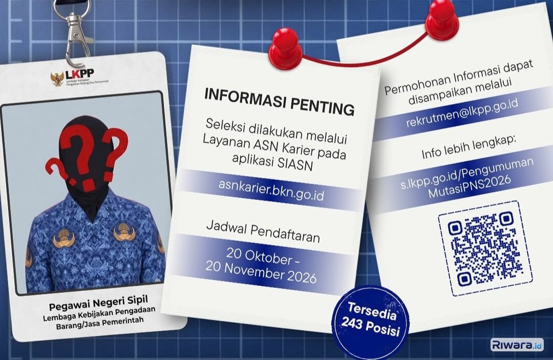 PNS Wajib Tahu! LKPP Buka Seleksi Mutasi Masuk Tahun 2026, Tersedia 243 Posisi Jabatan, Pendaftaran hingga 20 November