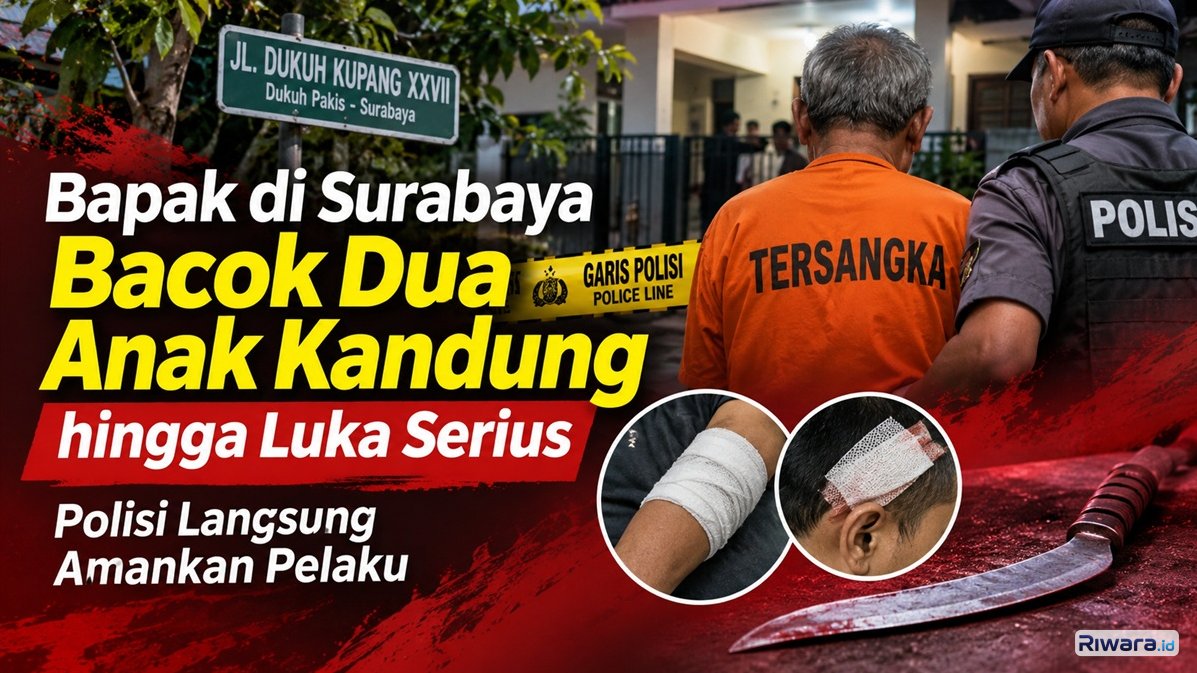 Bapak Bacok Dua Anak Kandungnya hingga Luka Parah di Surabaya , Pemicunya Bikin Emosi